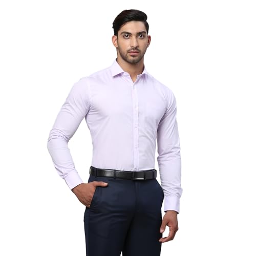 Image of Park Avenue Men Slim Fit Solid Pattern Polycotton Blend Semi Cutaway Collar Full Sleeve Formal Shirt