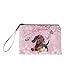 COEQINE Cute Pink Coin Purse With Handles Zipper Portable Fashion Portable Travel Accessories Christmas Purse Soft Flannet Fabric Cherry Blossom Wallt And Cute Dachshund Dogs Pattern