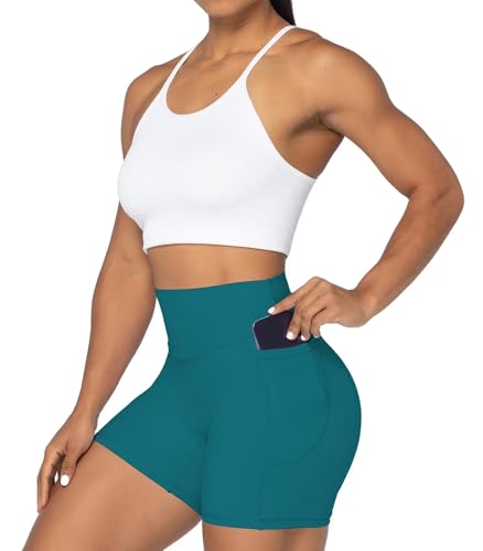 Image of Sunzel No Front Seam Biker Shorts for Women with Pockets, Yoga Workout Gym Bike Shorts with Tummy Control