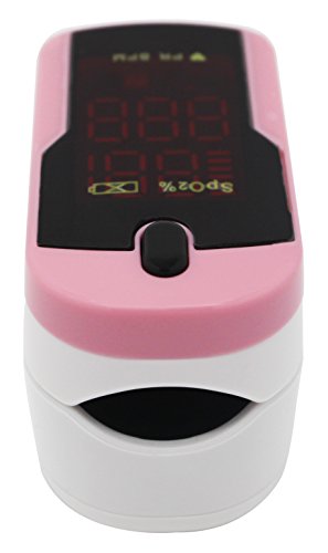 Santamedical Generation 2 OLED Fingertip Pulse Oximeter Oximetry Blood Oxygen Saturation Monitor with Batteries and Lanyard - Pink