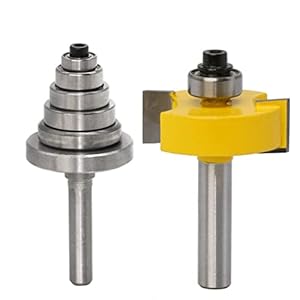 DierCosy 1/4 inch schacht-routerbit, T-sleuf-raabbet-routerbit-groefbit met 6 instelbare lagers, schacht…