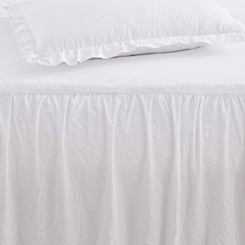 Sweet Home Collection Bedspreads Ruffle Skirt 3 Piece Shabby Chic Ultra Soft Oversized Coverlet Bedding Cover With Shams Set, King, White #TOP3