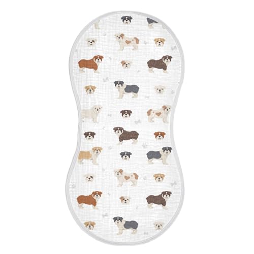 vvfelixl Burp Cloths Different English Bulldog for Baby Boy Girls Baby Washcloths Burp Rags 1 Pack
