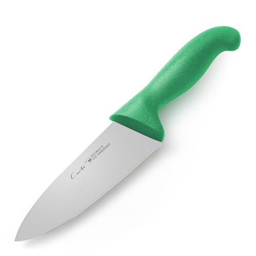 CURTA 6-inch Commercial-Grade Chef's Knife, NSF Listed, Ergonomic, Non-slip Green Handle, High Carbon 420 Stainless Steel Forged Blade Straight Edge, Dishwasher Safe, Rust Proof