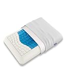 Medium Essential Gel Pillow – 4.5' Memory Foam with Cooling Gel Layer for Heat Reduction, Compact Profile for Stomach Sleepers & Travel, Washable Cover, Pressure Relief & Neck Alignment – Italian-Made