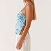 ABYOVRT Women Sequin Beaded Cami Top V Neck Backless Criss Cross Straps Crop Tops Summer Going Out Clubwear (L,Blue)