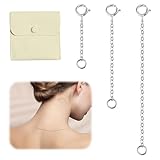 CEJAS 3 Piezas Cadenas Extensibles de Plata de Ley 925 para Mujer, con Bolsa de Joyería, Plata Extensores de Cadena para alargar Tus Collares y Pulseras(Plata - 3 cm, 5 cm, 8 cm)