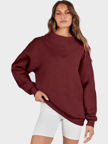 Image of ANRABESS Womens Oversized Sweatshirts Mock Neck Pullover