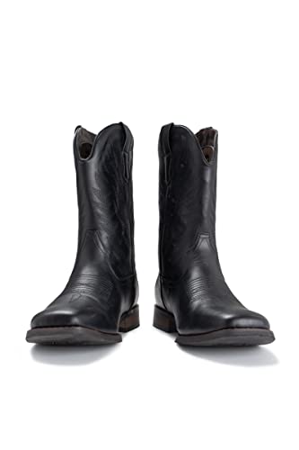 iuv cowboy boots for men wide foot square toe western boots with classic embroidered durable slip on boots