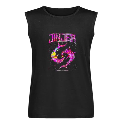 Jinjer Shark Ukraine Progressive Metal Band Rock Graphic Retro - Camiseta sin mangas para hombre, cuello redondo, 100% algodón, camiseta interior unisex, Negro, L