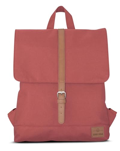 Johnny Urban Rucksack Damen - Mia - Schlanke Tasche mit Laptopfach - Aus Recyceltem PET - 7L - Wasserabweisend - Rot Braun