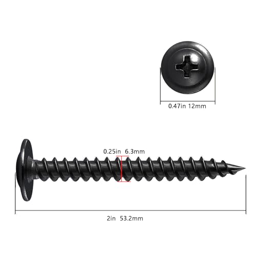 Image of Wensilon(75 pcs)#14x2 inch Phillips Truss Head Wood Screws Black Galvanizing Quick Metal Self Tapping.