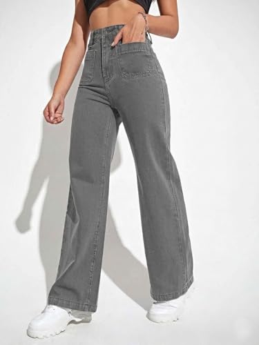 Image of KOTTY Women's Wide Leg Denim Jeans | Relaxed Fit High Waist Stylish Jeans