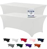 Utopia Kitchen Spandex Tischdecke 2er-Pack [6FT, Weiß] Enge, Passgenaue, Waschbar und Faltenfrei Tischdecke Outdoor für Veranstaltung, Hochzeit, Bankett & Partys [183Lx76Wx76H] cm