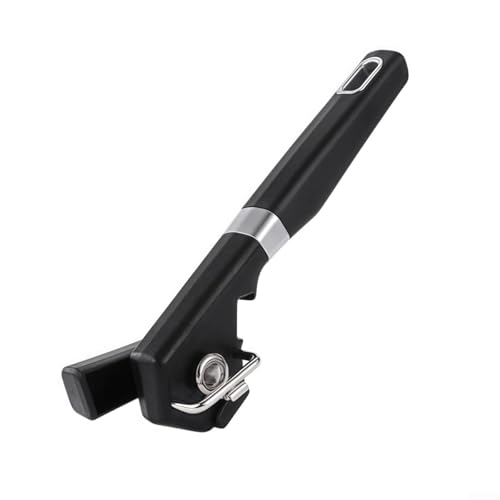 Abrelatas de corte lateral seguro con agujero para colgar para un almacenamiento cómodo en la cocina (negro)