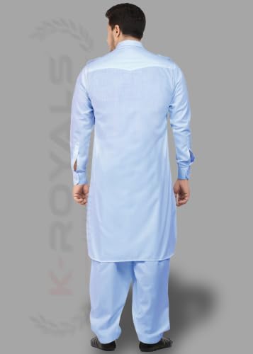 Image of K-ROYALS Full Pathani Suit for Mens /Cotton Blend Pathani kurta payjama set for mens