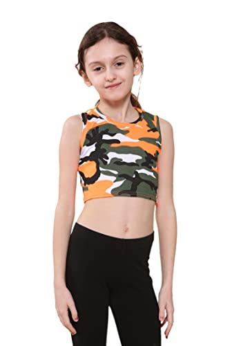Image of Kids Girls Neon Fluorescent Vest Crop Tops T-Shirt Tee Top Dance Wear Gymnastic Fancy Dress Age 5-14 Years