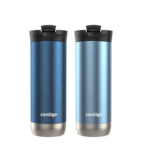 Image of Contigo Byron 2.0 Stainless Steel Travel Mug, 16 oz, 2-pack, Blueberry; Glacier