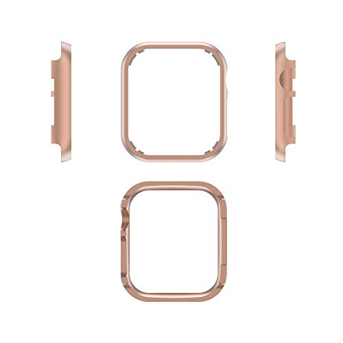 グリッターケース Apple Watch Series 10 46mm アルミニウム、メタルステンレススチールケース バンパー 保護 耐衝撃 ハードケース バンパーケース iWatch 46mm Series 10対応 ローズゴールド