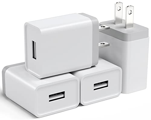 USB Wall Charger Block 12W - 4 Pack USB Plug, USB Charging Block, 2.4A/5V Power Adapter, Box Cube Compatible with iPhone 13 12 11 Pro Max SE XS XR X 8 7 6 6S Plus, Samsung, LG, Moto, Android Brick
