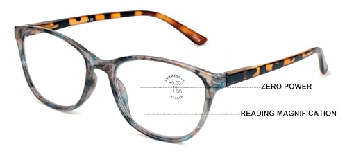 Image of Women Marble Print Clear Progressive Reading Glasses - Zero Power On Top - No Bubble Reader Z121