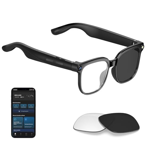AI Smart Glasses with Camera, 8MP HD Camera Glasses with Video Recording Dual Mic, Real-time Translation & AI Voice Assistant, Identify Objects, IP65 Waterproof, Ideal for Travel & Meetings