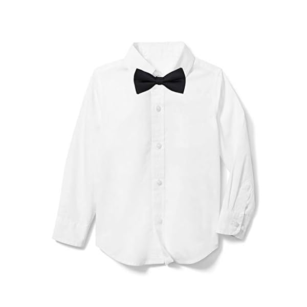 Rolanko Boys White Long Sleeve Dress Shirt Formal Button Down Shirts with Bow Tie for Boys' Kids Clothes