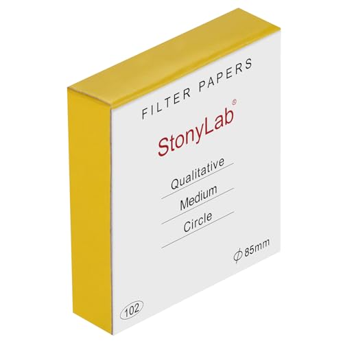 Image of stonylab Qualitative Filter Paper Circles, 85mm Diameter Cellulose Filter Paper with 20 Micron Particle Retention Medium Filtration Speed, Pack of 100