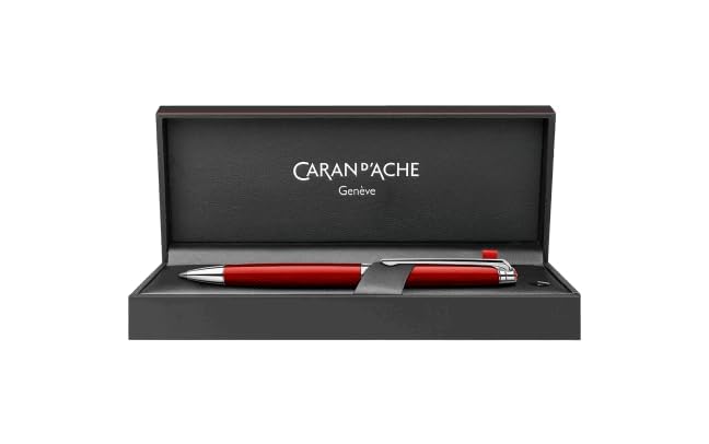 Caran dAche Leman Slim 4781 580 Ballpoint Pen in the Colour Rouge Carmin — view 2