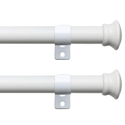 Image of SOUMNS Matte White Curtain Rods 2 Pack - Heavy Duty Curtain Rods for Windows 28-48 Inch - 5/8”Adjustable Small Curtains Rods for Kitchen, Valance, Door, Bedroom, Drapery, Bathroom