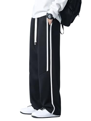 GRECIILOOKS Korean Style Track Pants for Men – Loose Fit Lycra Ca...
