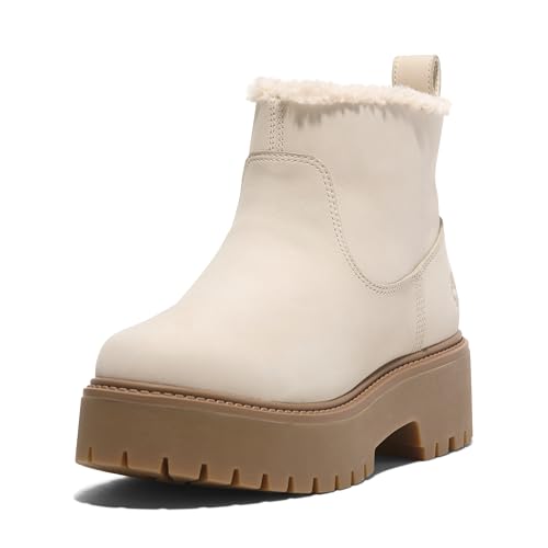 Timberland Women's Stone Street Mid Warm Lined Boot, Natural Nubuck, 8 Wide