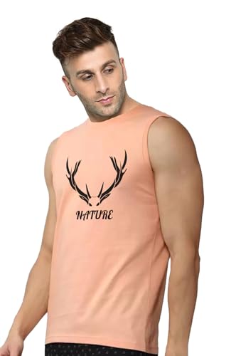 Image of Men's Sleeveless T-Shirt - 100% Pure Cotton, Nature Print - Comfortable Breathable Gym Tank Top