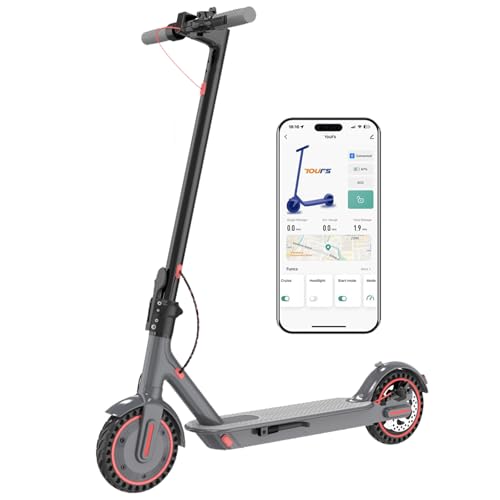 8,5' Patinete Eléctrico, Scooters Eléctricos para Adultos y Adolescentes, App de Control, Motor de 350W, Autonomía 20-30 KM, 3 Modos De Elocidad, Frenado Dual, Carga 120KG, Rojo