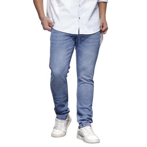 Image of WROGN Men's Cotton Blend Jeans | Solid | Slim Fit