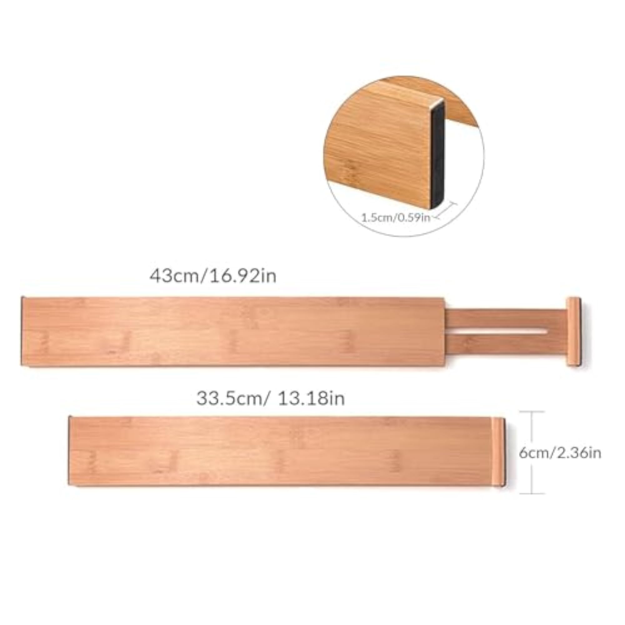 Expandable Bamboo Drawer Dividers, Adjustable Utensil Organizer