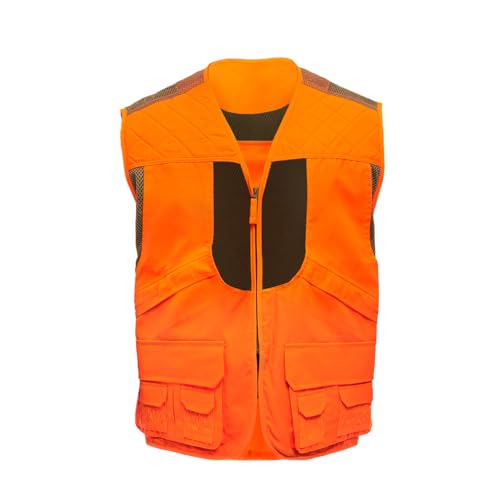 TrailCrest by Treel Men's Upland Deluxe Blaze Orange Safety Front Loader High Visibility Vest