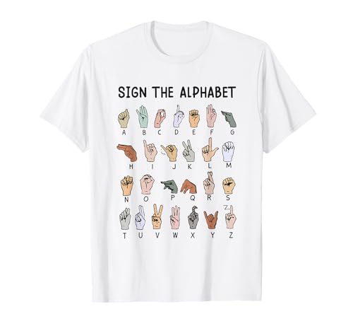 ASL American Sign Language, Alphabet Inclusive Sign ABCs T-Shirt