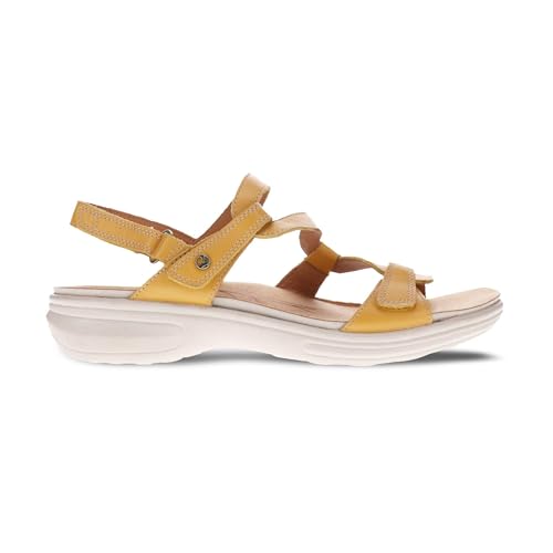 Image of Revere Emerald 3 Women's Sandals - Premium Soft Leather, Adjustable Straps & Contoured Footbed - Orthotic Arch Support for Stylish Comfort & All-Day Wear Mustard 5-5.5 W US