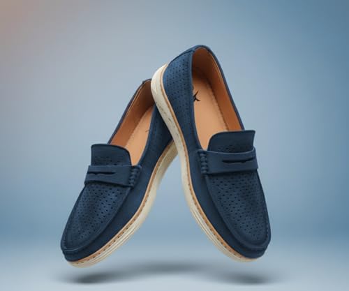Image of Kraasa Men Denim Causal Loafers | Premium Breathable Upper | Driving Loafers | Lighweight Slip-On's | Soft Cushioned Insole | Super Flexible, Comfortable for Men