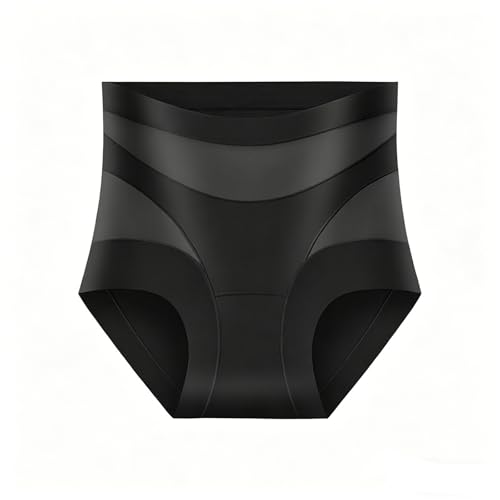 Underwear For Women Cotton Full Coverage Silky Tummy Control High Waist Boyshorts Panties For Women Seamless No Show Tummy Control Shaping Underpants Fashion Sexy Boyshorts Black-L