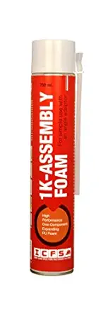 ICFS 1k Assembly Premium Grade Polyurethane Expansion PU Foam Insulation Sealant Spray For Window, Tile,Door & AC Gaps750 ml, Light Yellow (1)