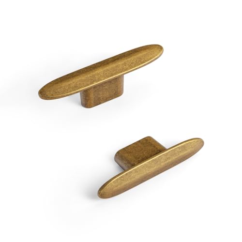 Goo-Ki 6 Pack Oval Cabinet Knobs Antique Brass Drawer Knobs - 2.2" Full Length Vintage Brass Single Screw/Hole Dresser Handles Cabinet Pulls Zinc Alloy Kitchen Hardware by Goo-Ki - Used condition - US$23.57