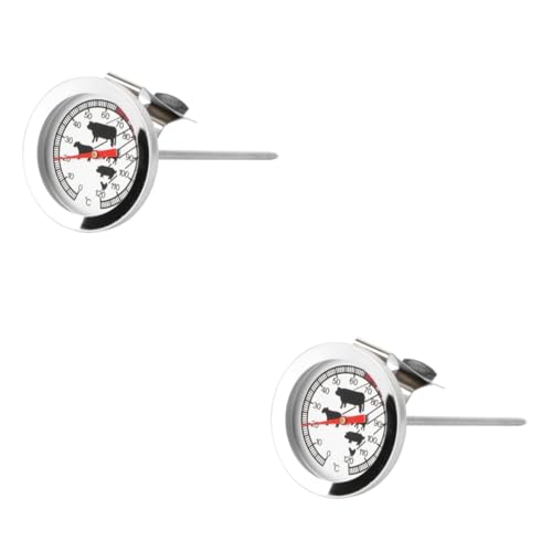 Mobestech 2 Piezas Termómetro bimetálico parrilla parilla temperatura termometro thermometer termómetro barbacoa termómetro a prueba de agua termómetro de barbacoa Acero inoxidable
