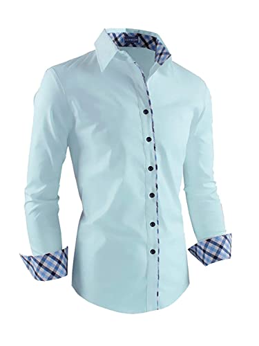 Image of Zombom Combo of Men's Solid Regular Fit Cotton Blend Full Sleeve Casual Shirts (Pack of 2)