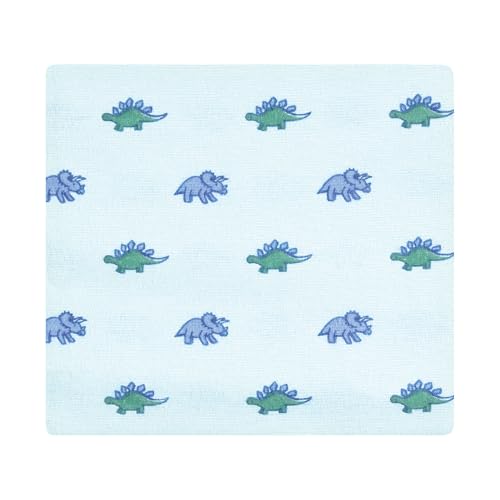 Image of Little Treasure Hudson Baby Cotton Poly Flannel Receiving Blankets Multipack, Blue Pastel Dino, 30x30 inches