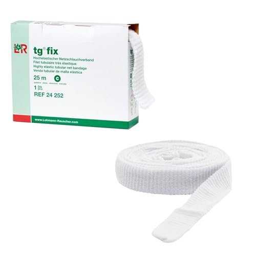 Image of Lohmann & Rauscher tg Fix Net Tubular Bandage, Elastic Net Wound Dressing, Bandage Retainer for Large Extremities, Size C (65.0cm Wide x 25m Long When Stretched)