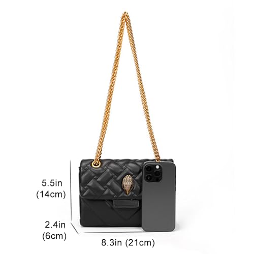 Image of Rejolly Crossbody Shoulder Bag for Women PU Leather Quilted Purse Flap Cluth Handbag with Chain Strap Black (Gold Hardware)