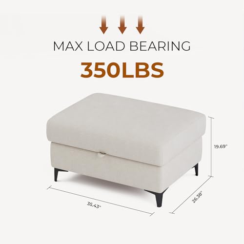 Image of Upvilla 35 inch Large Storage Ottoman for Living Room(Beige)