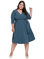 AMYDUS Plus Size Dress for Women | True Wrap Dress with Belt | Fit & Flare | Cloud Soft Fabric | XL to 9 XL Dresses Emerald